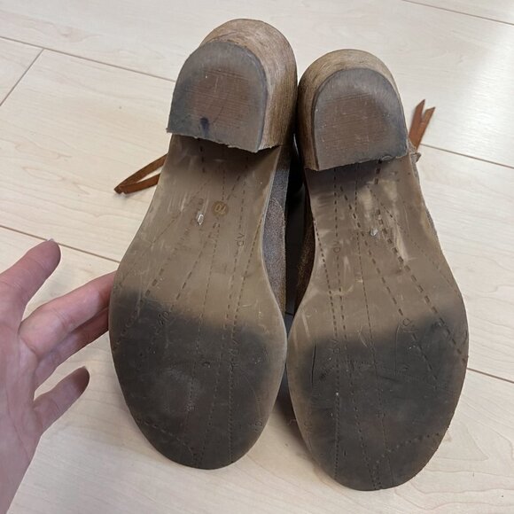 Dolce Vita DV Nubuk Leather Stacked Wooden Heel Booties Sz 10 - Picture 11 of 13